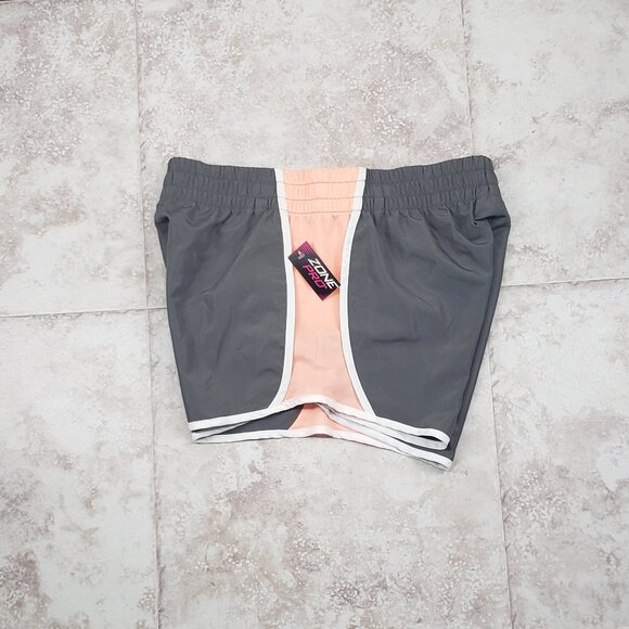 Athletic Elastic Waist Grey Peach Running Shorts Zone Pro Womens Size L 12/ 14 - Picture 3 of 6